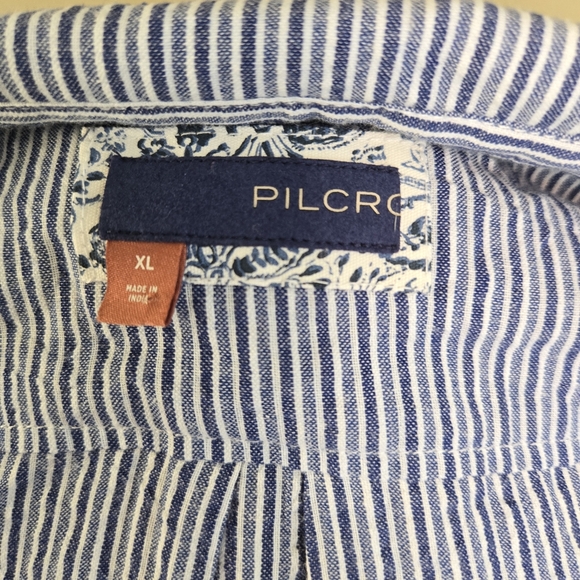 Anthropologie Pilcro Beaded Button Up Striped top XL - Picture 10 of 11